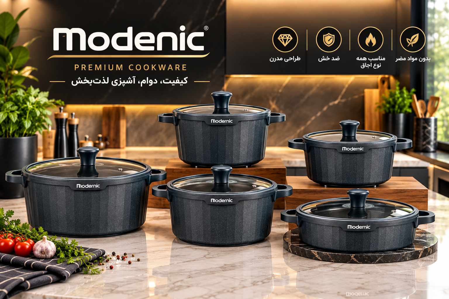 سرویس ۱۰ پارچ Modneic مدلDES-SET-DG رنگ Daek greay